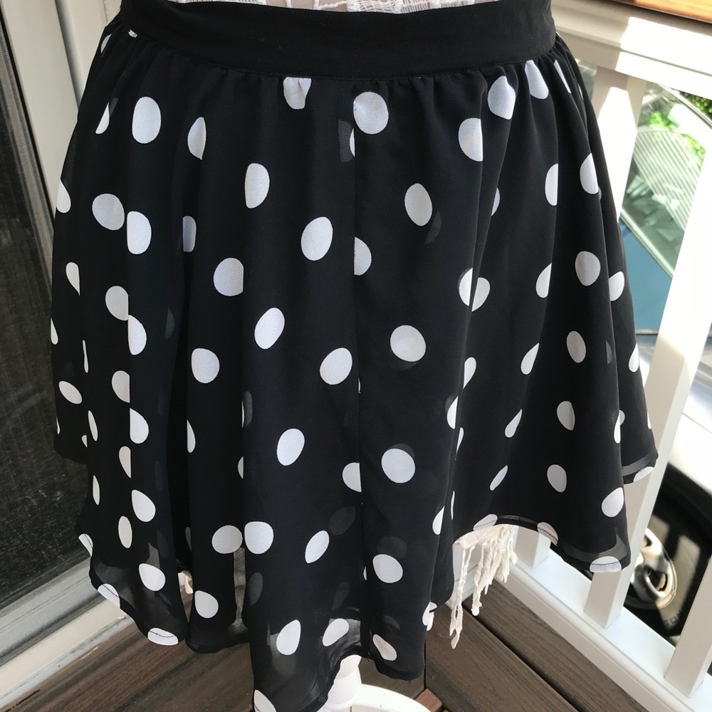 Guess Flared black and white polka dot skirt